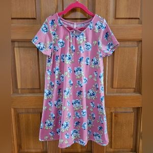 Girls pink floral dress with cutout neckline, Size Medium